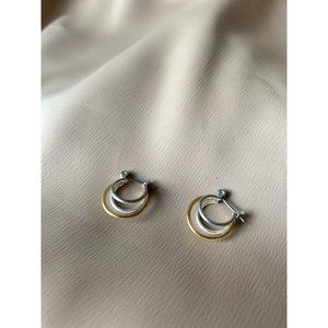 Triple Stacked Silver and Gold Hoop Earrings